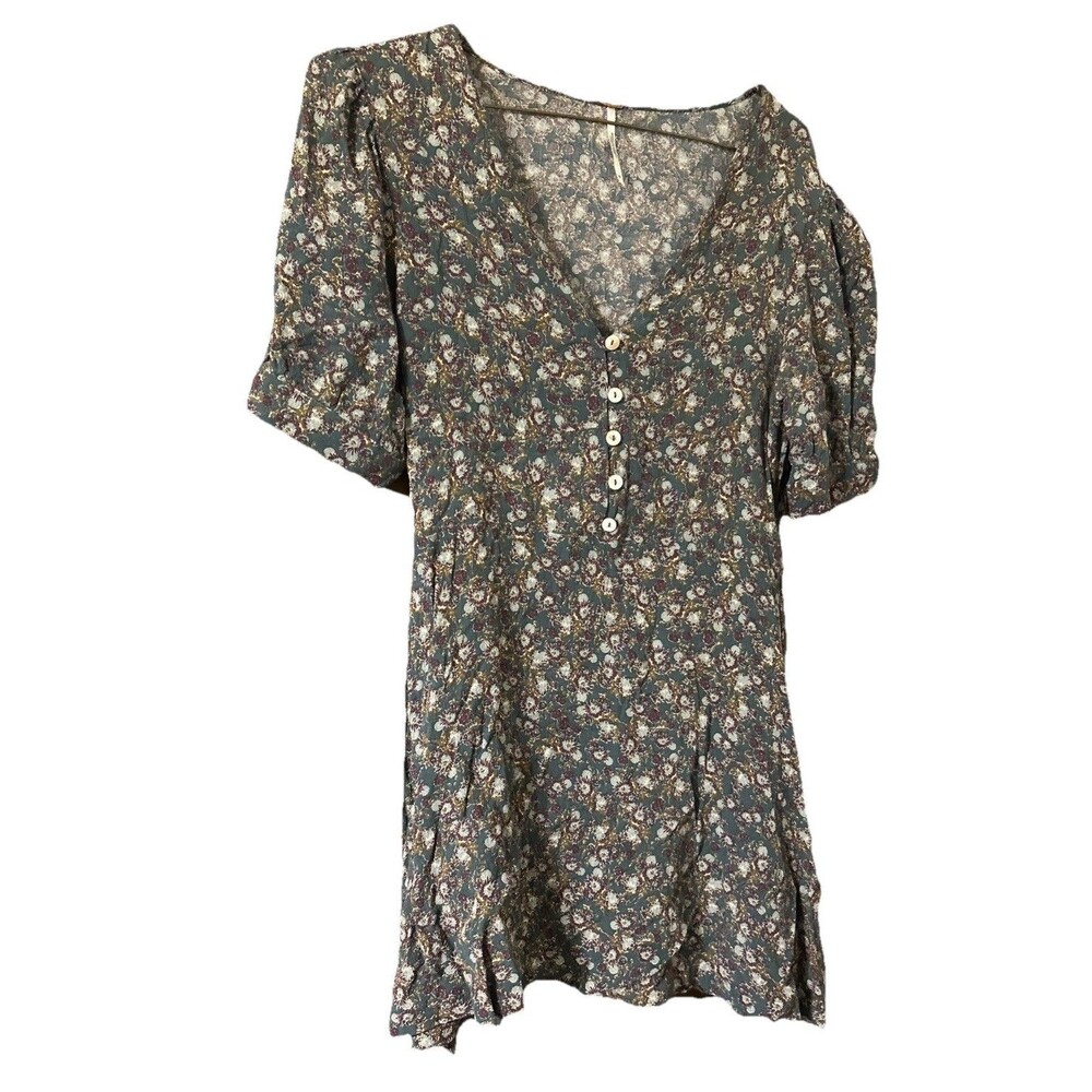 Cottagecore Free People Provence Floral Summer Mini Dress Puff Sleeve M Romantic